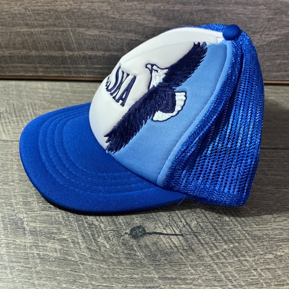 Vintage Alaska youth trucker blue embroidered eagle mesh back SnapBack 80’s hat - Picture 7 of 7